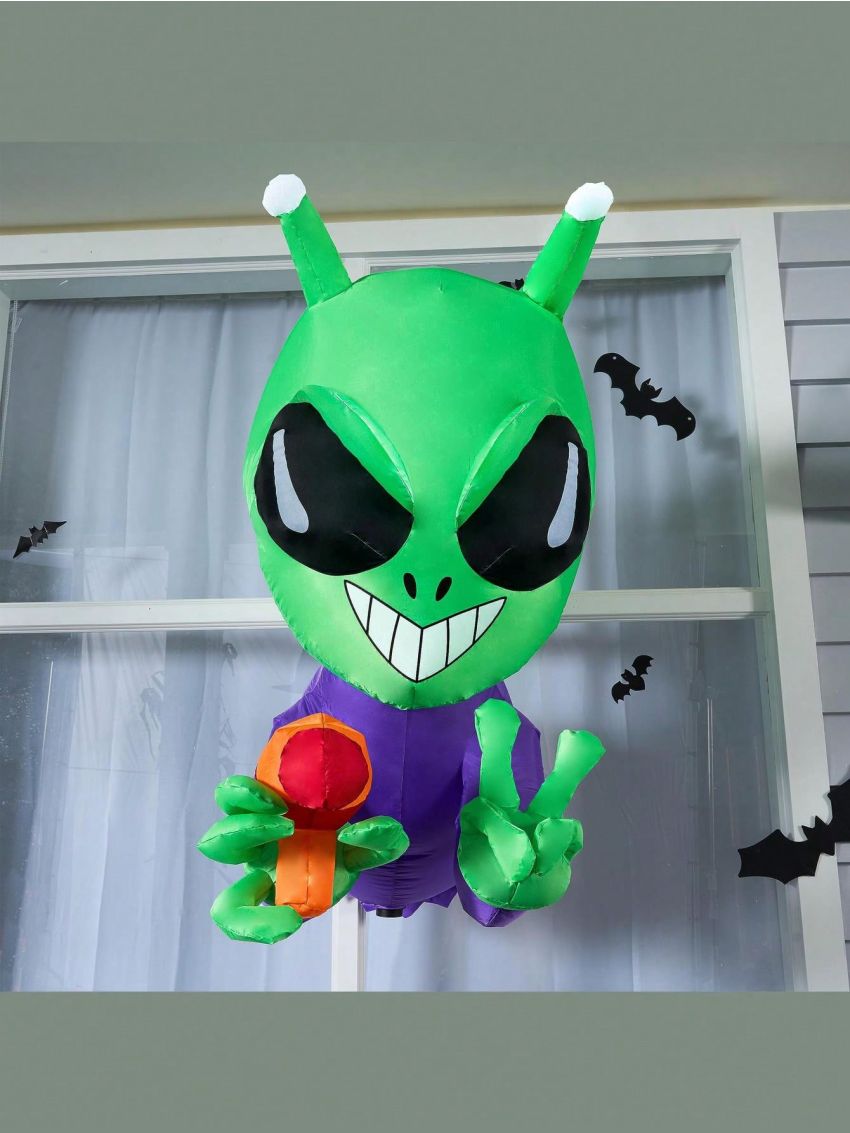 Joiedomi 3.6 FT Halloween Inflatable Alien Broke Out from Window with Built-in LED, Blow Up Alien with Three-Dimensional Eyes for Window Decor, Halloween Outdoor Yard Garden Lawn Holiday Party Decor