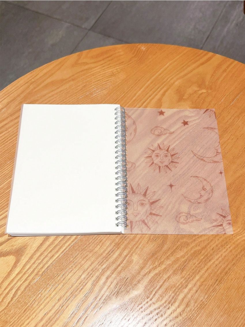Ariqdhaksinargha Natural White Paper Notebook With Sun, Moon, And Stars Design
