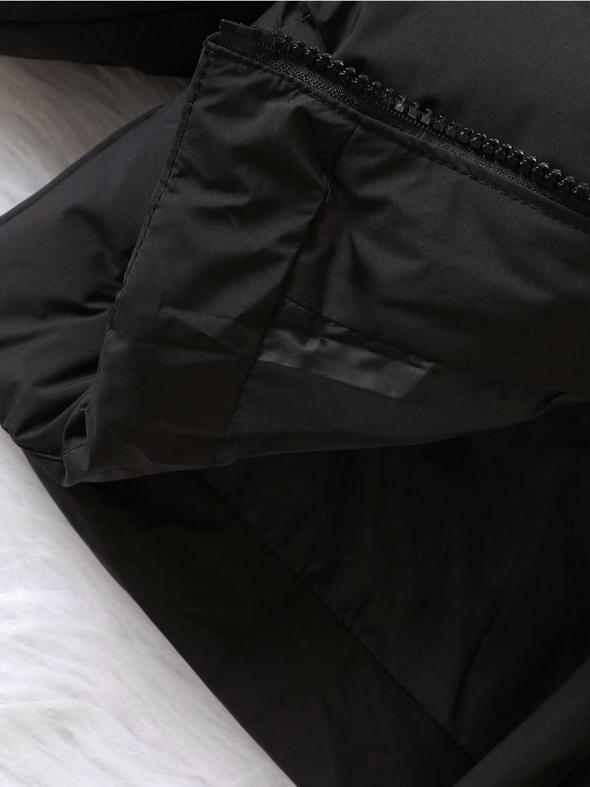 Baby Boys' Hooded Padded Coat With Letter Printed Design