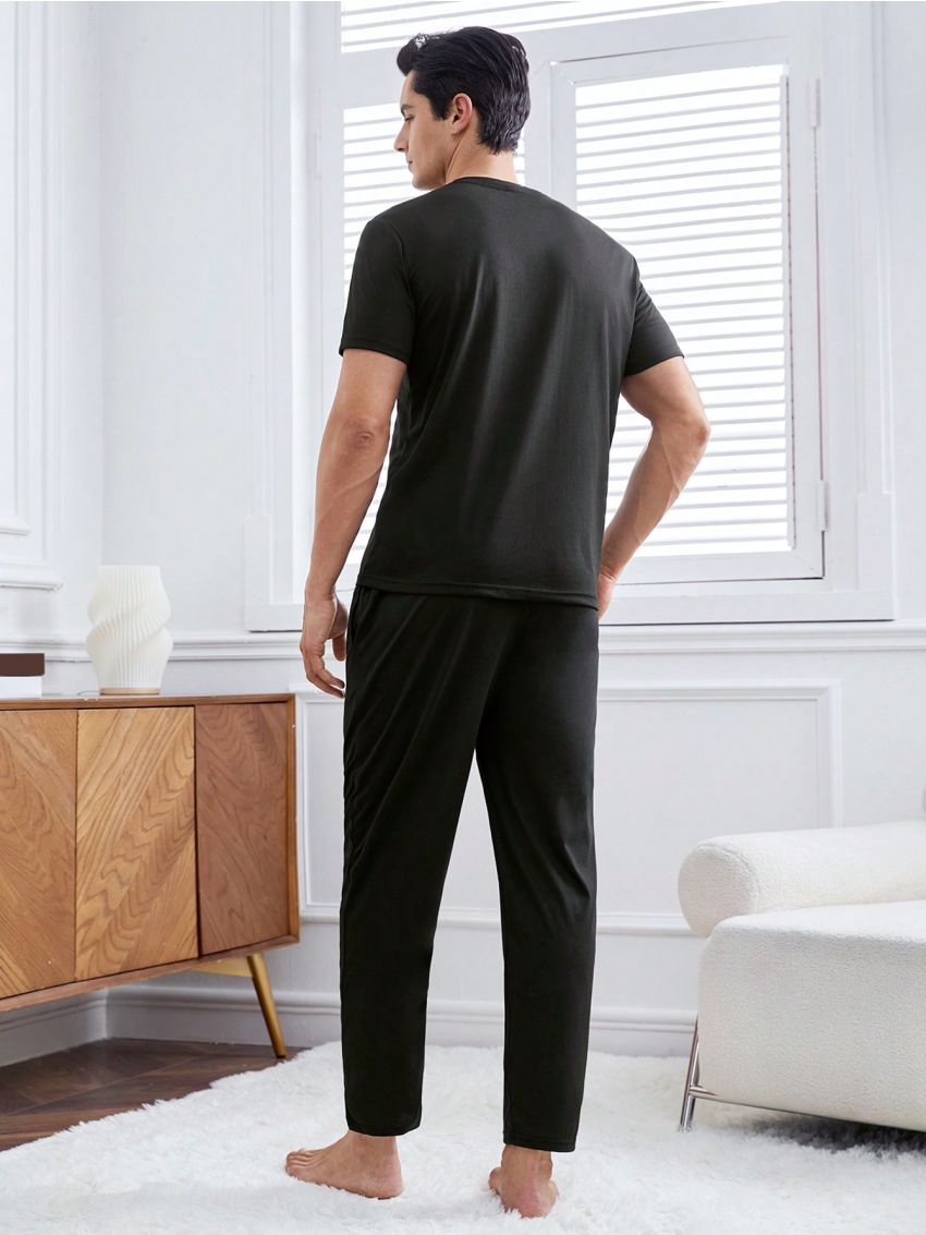 Men's Slogan Print Home Clothing Set