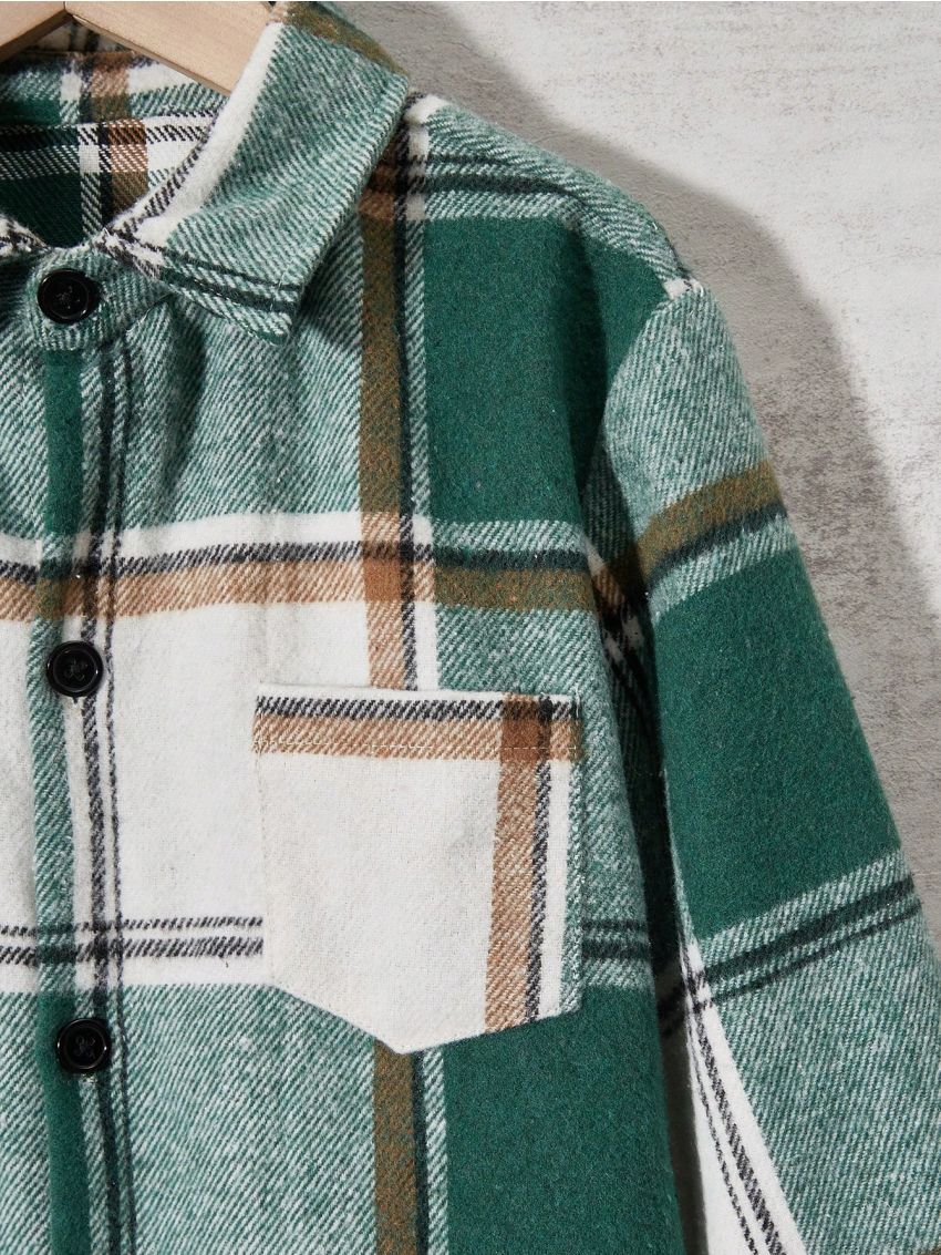 SHEIN Kids EVRYDAY Boys' (big) Plaid College Style Long Sleeve Jacket