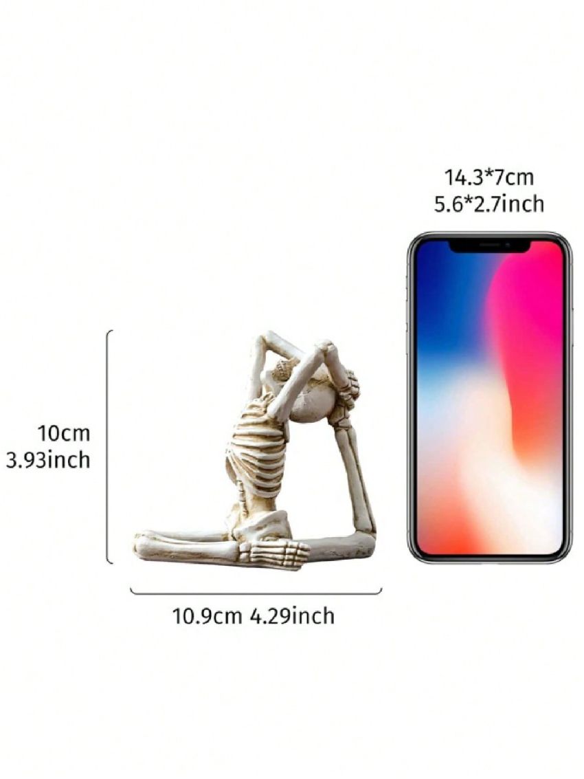 1pc Halloween Yoga Skeleton Statue Skull Polyresin Craft Ornament Photography Prop
