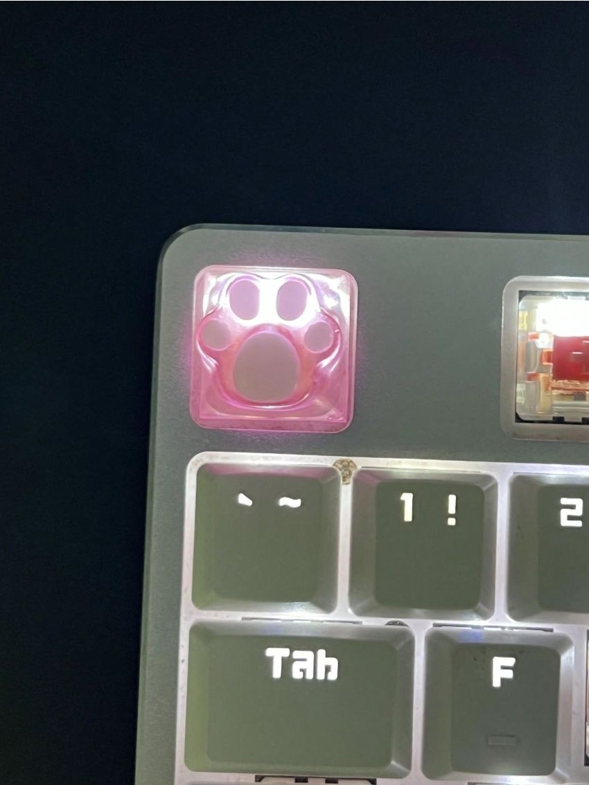 1pc Cute Translucent Anti-scratch Abs Resin Cat Claw Keycap For Mechanical Keyboard