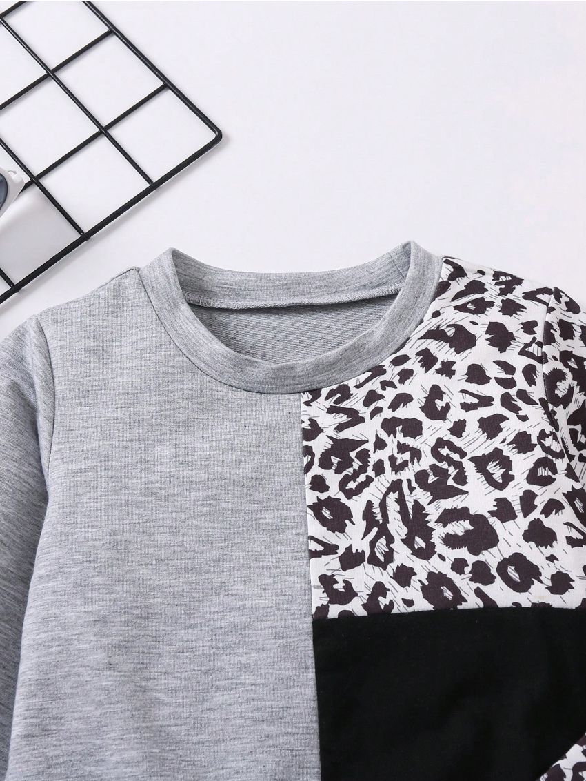 SHEIN Kids Nujoom Little Girls' Simple & Comfortable Casual Sweatshirt, Autumn And Winter