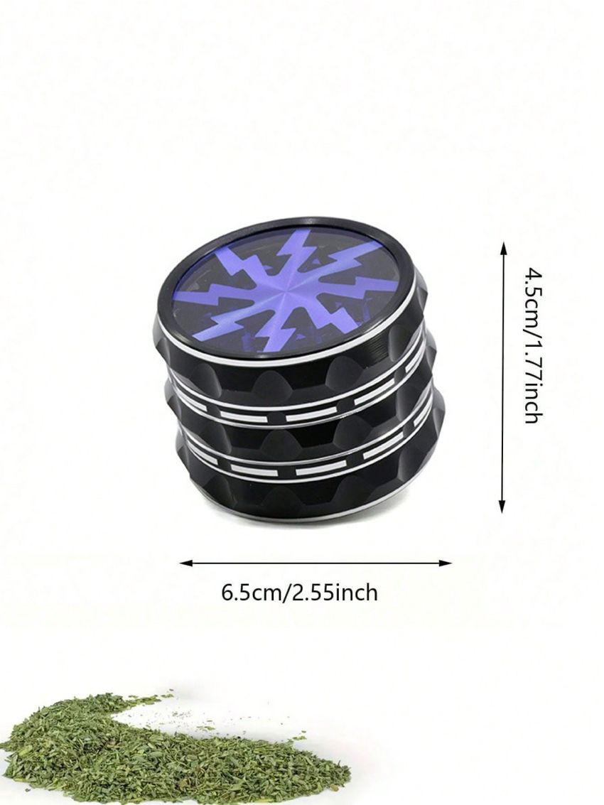 1pc Lightning Clear 4-layer Striped Aluminum Alloy Spice Grinder