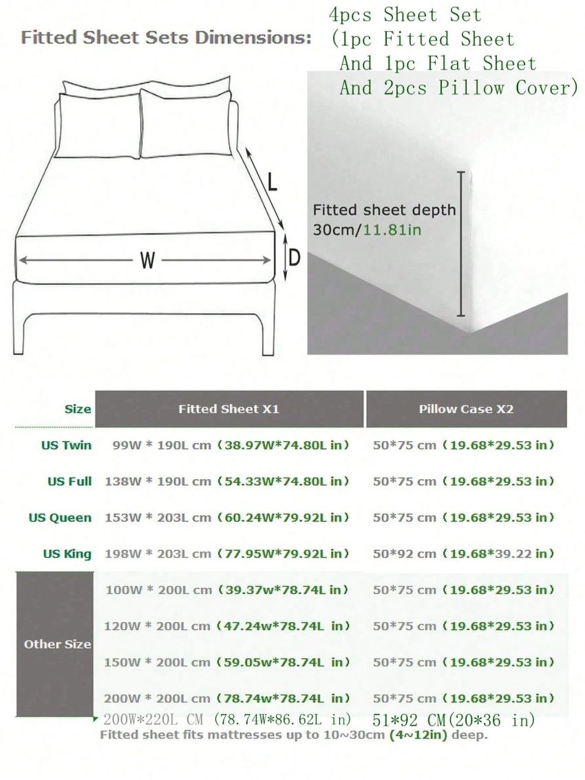 Polyester Grey Botanical Floral Pattern Bedding Set, 4pcs