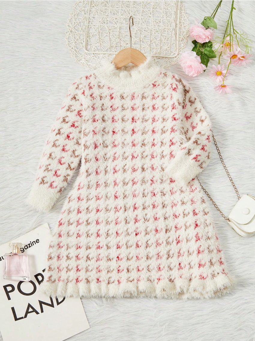 Toddler Girls' Plaid Knit Ruffle Hem Sweater Dress