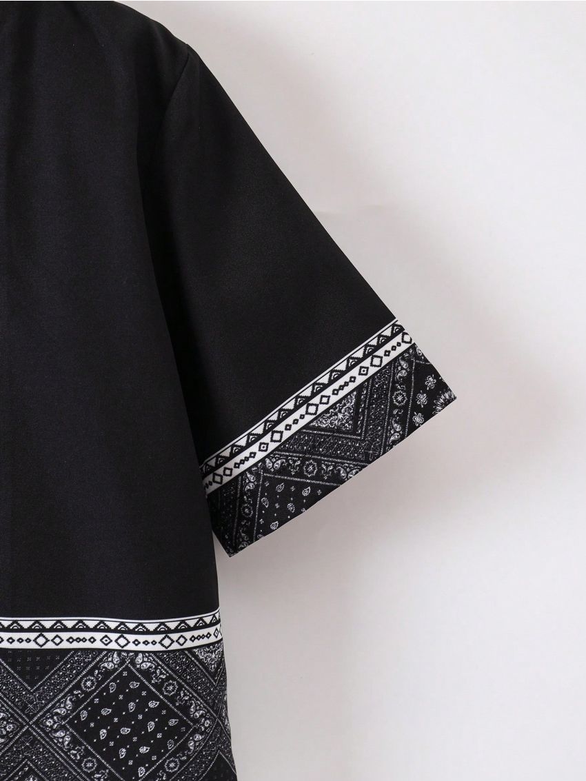 SHEIN Kids EVRYDAY Boys' Geometric Pattern Open Jacket