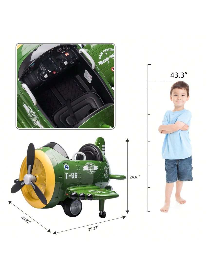 12-Volt Kids Electric Ride on Car Toy Airplane with Remote Control & USB