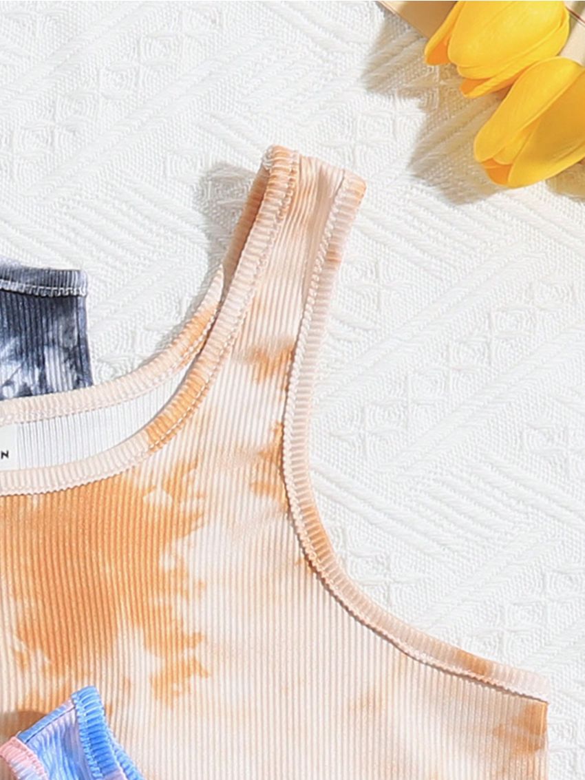 Teenage Girls' Colorful Tie-Dye Multiple Pieces Comfortable Underwear Set