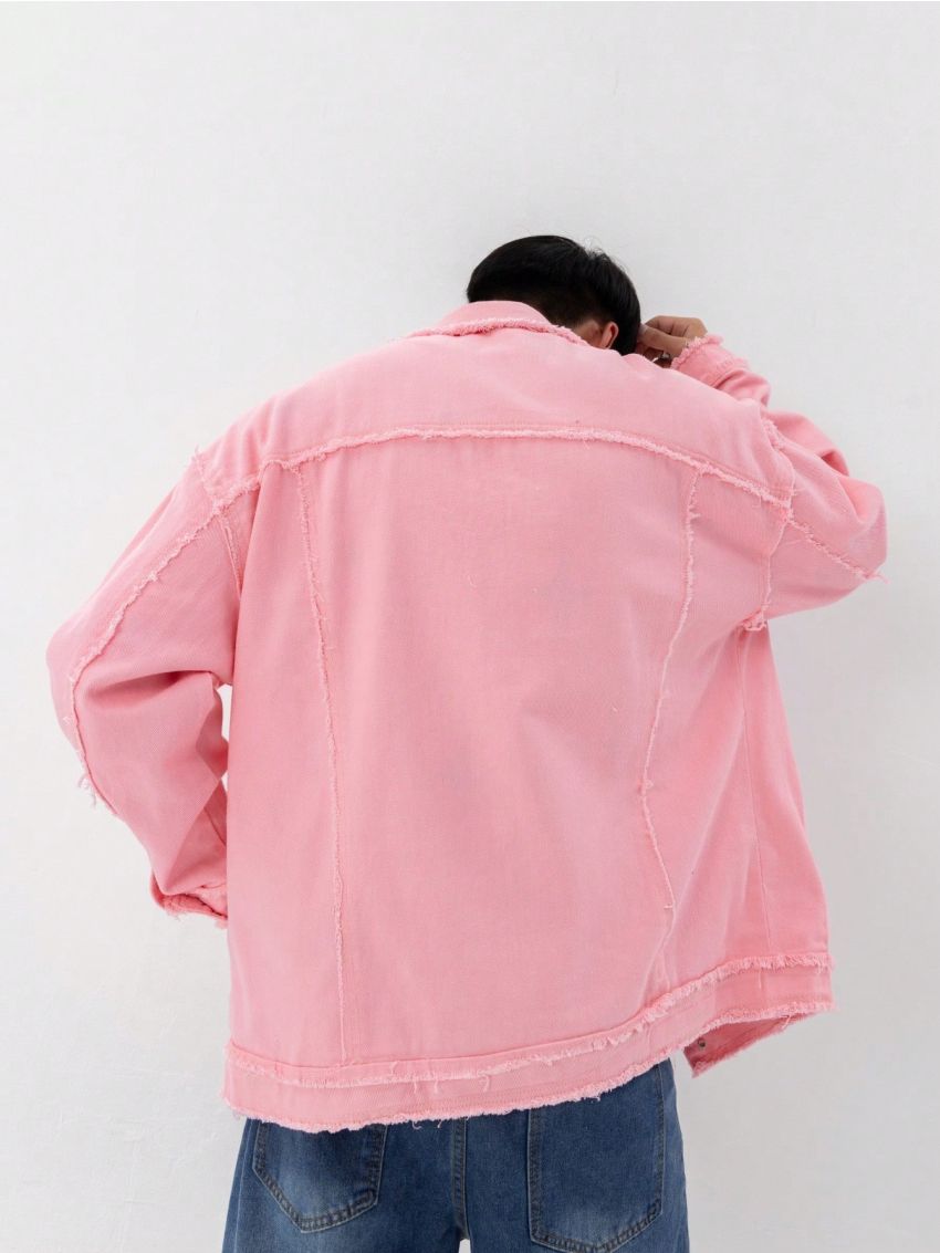 Men's Frayed Flip Pocket Denim Jacket