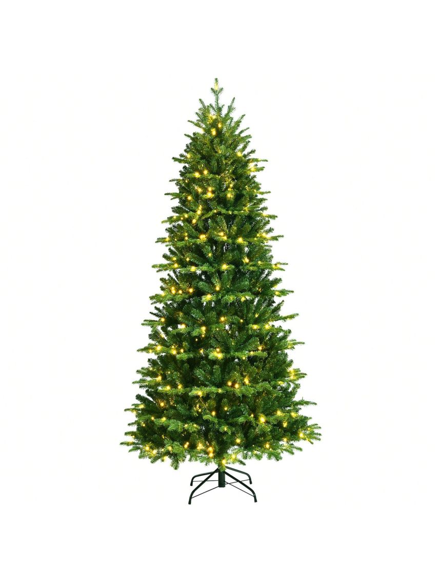 Costway 8FT Pre-Lit Hinged Christmas Tree 3402 PE & PVC Tips w/ 620 Lights & Foot Switch