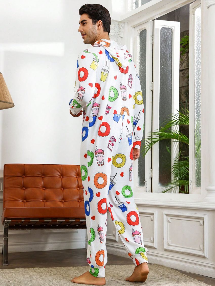 Men'S Donut Pattern Printed Pajamas