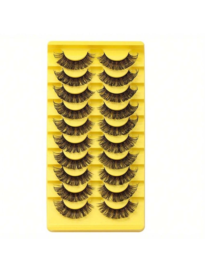 10 Pairs Eyelashes Russian Volume Strip Lashes Natural Wispy D Curly Mink False Eyelashes Look Like Extensions