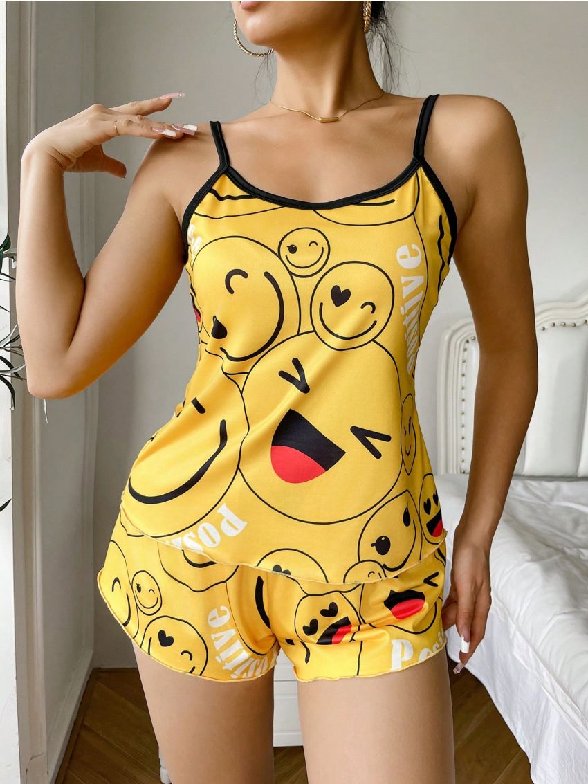 Women's Cartoon Printed Camisole Pajama Set