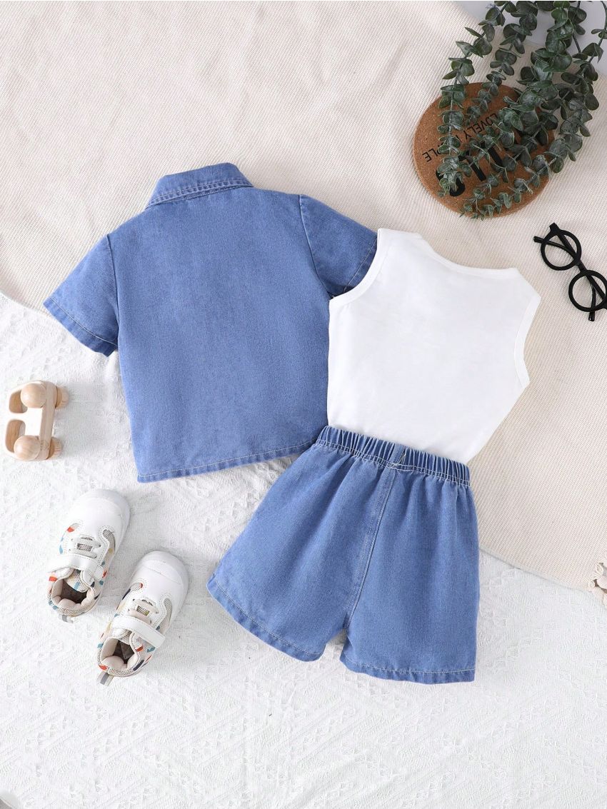 Baby Boy Pocket Short Sleeve Shirt And Shorts Set