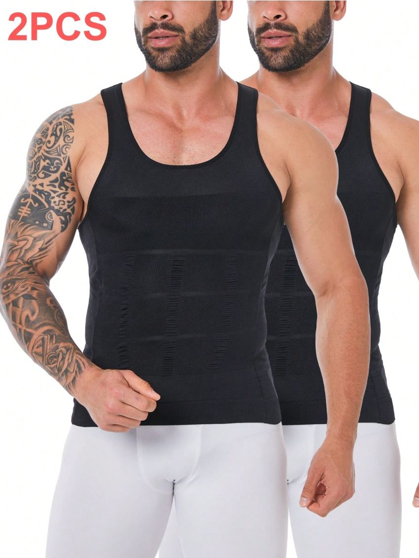 Men's Solid Color Shapewear Tops 2-Pack