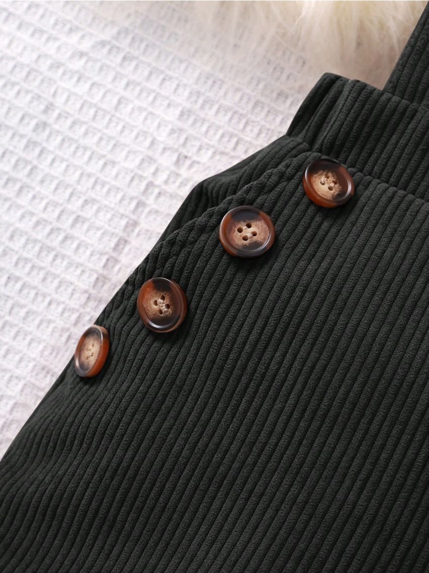 SHEIN Tween Girl 1pc Button Detail Overall Jumpsuit