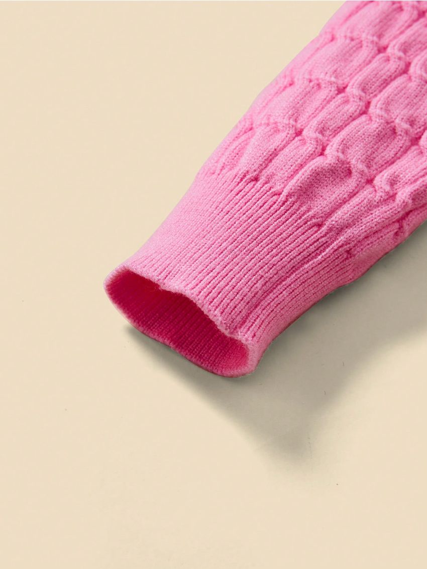 SHEIN X Cardcaptor Sakura Tween Girls Long Sleeve Sweater With Doll Collar, Heart & Patched Detail