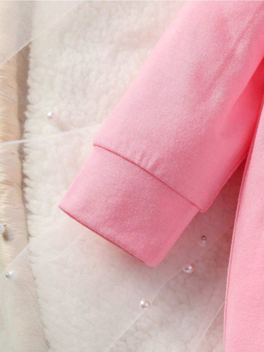 Newborn Baby Girls' Rabbit Embroidery Snap-Up Jumpsuit