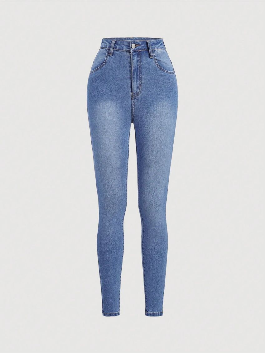 SHEIN Teen Girl High Elasticity Slim Fit Comfortable & Soft Washed Skinny Jeans