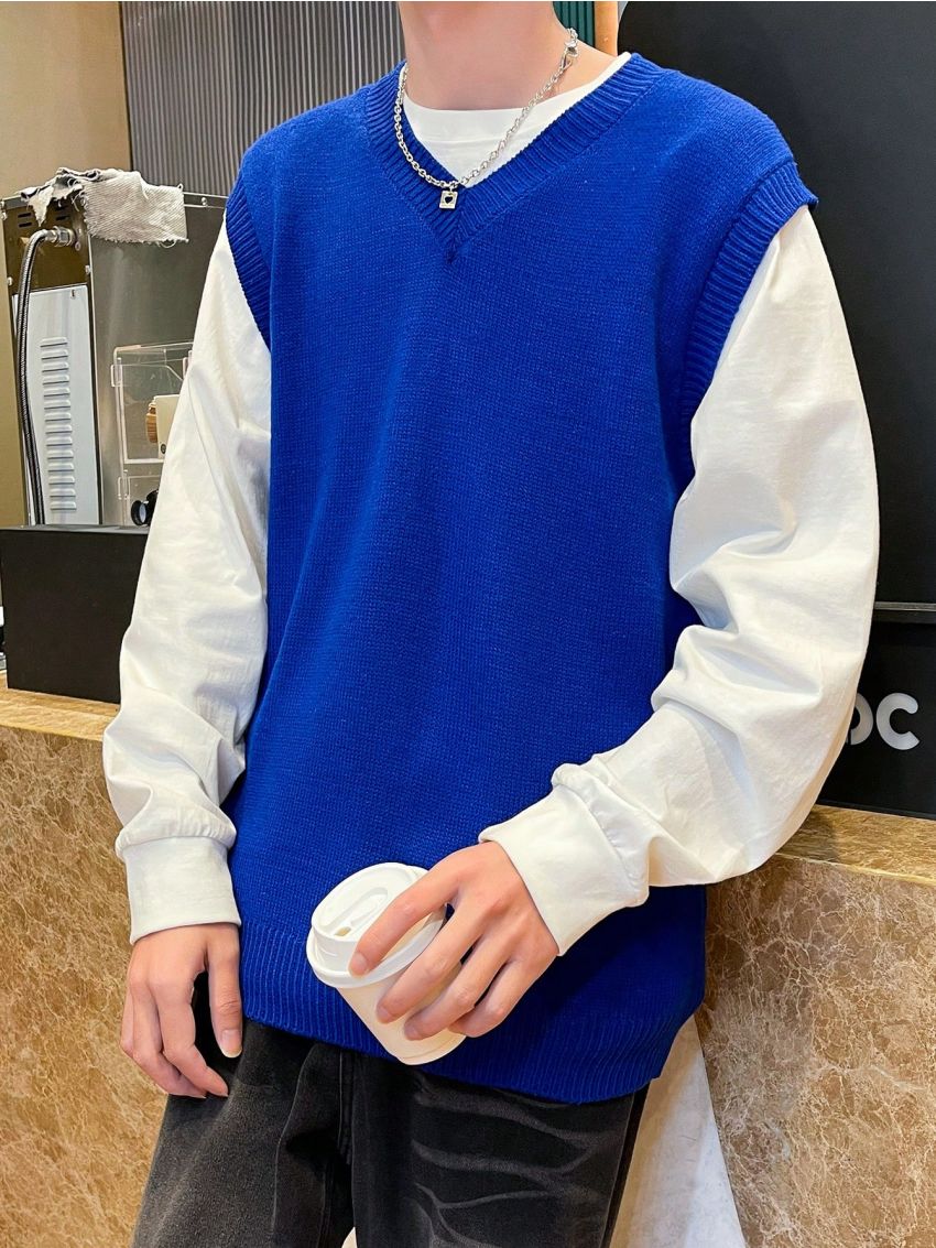 Men'S Solid Color Sweater Vest