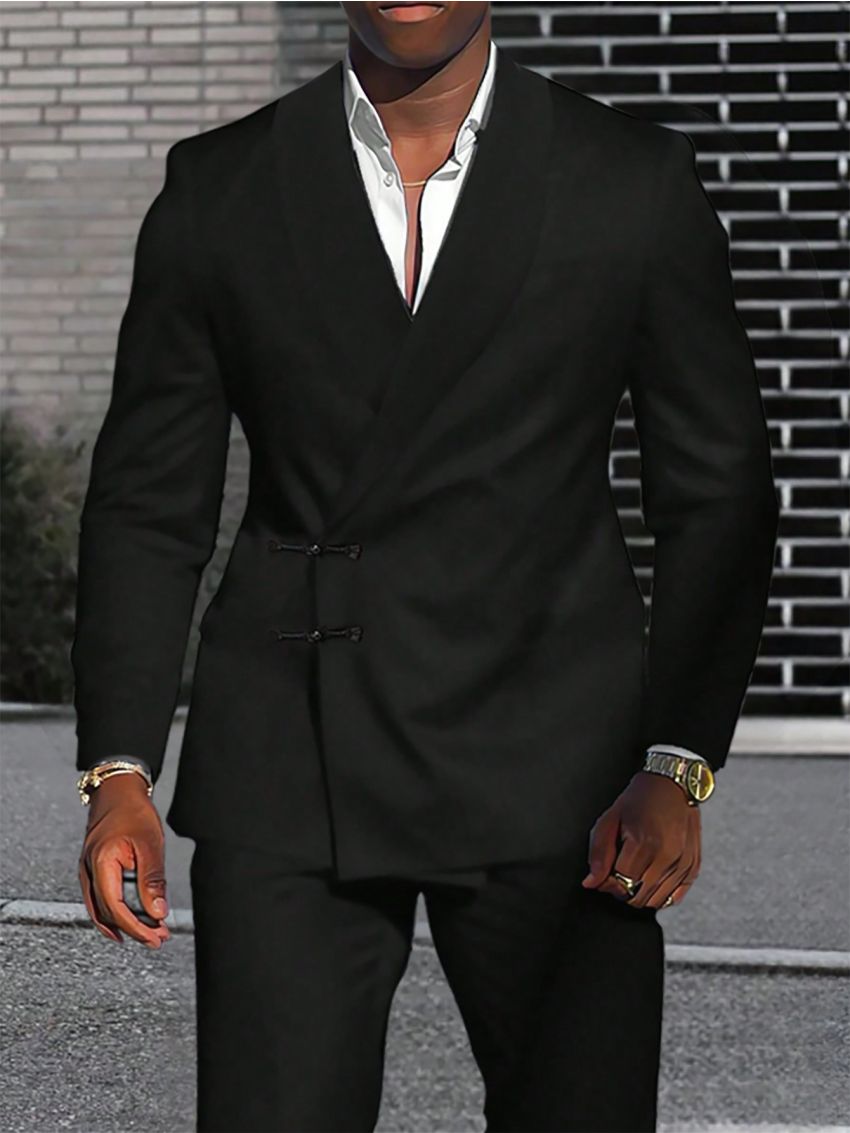 Manfinity Mode Men's Suit Blazer With Stand Collar