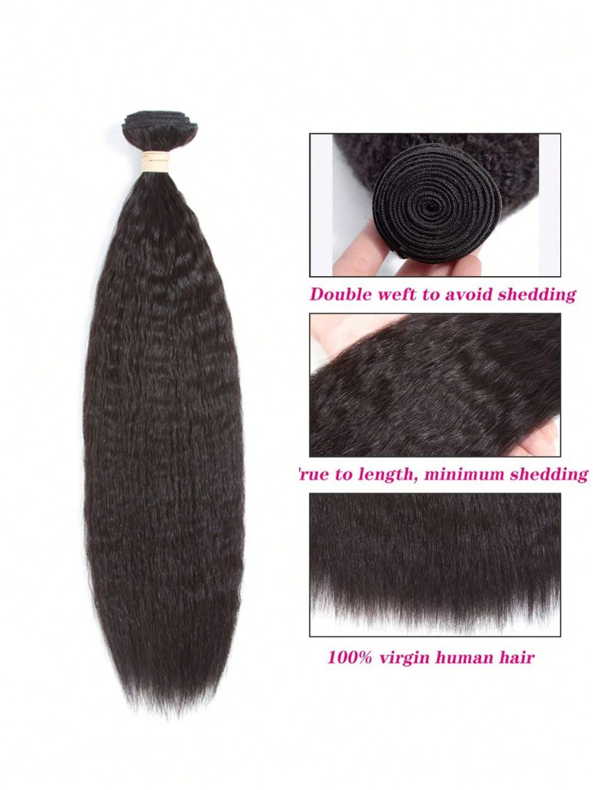 Kinky Straight Human Hair Bundles Yaki Straight 1 Bundles Deal Brazilian Natural Hair Remy Hair 100% Human Hair