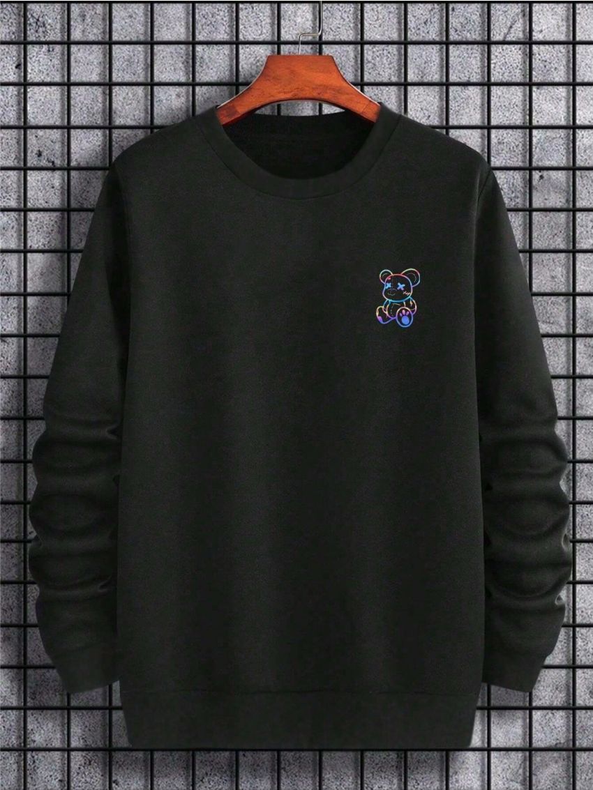 Manfinity EMRG Men's Black Sweatshirt With Bear Pattern