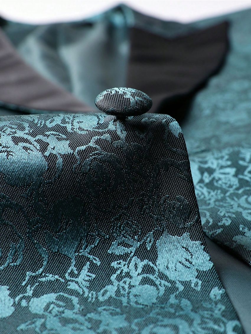 Manfinity Mode Men's Jacquard Turn-down Collar Suit