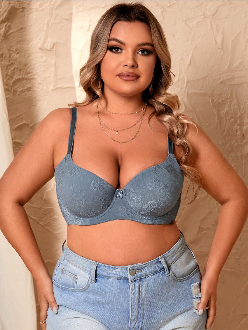 Plus Floral Lace Underwire Bra