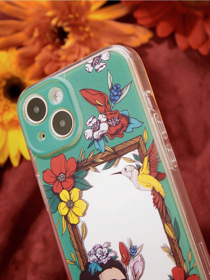 Frida Kahlo X SHEIN Flower Print Phone Case