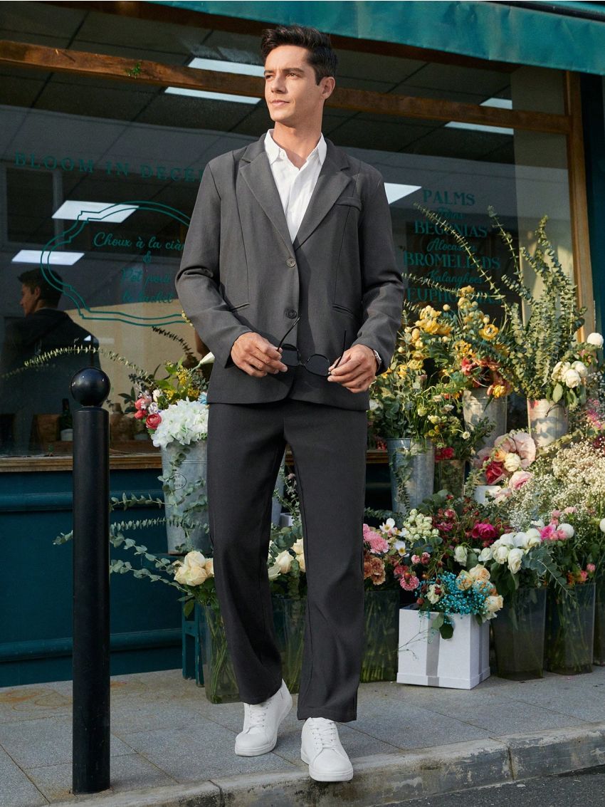 Manfinity Hypemode Men'S Solid Color Suit Set