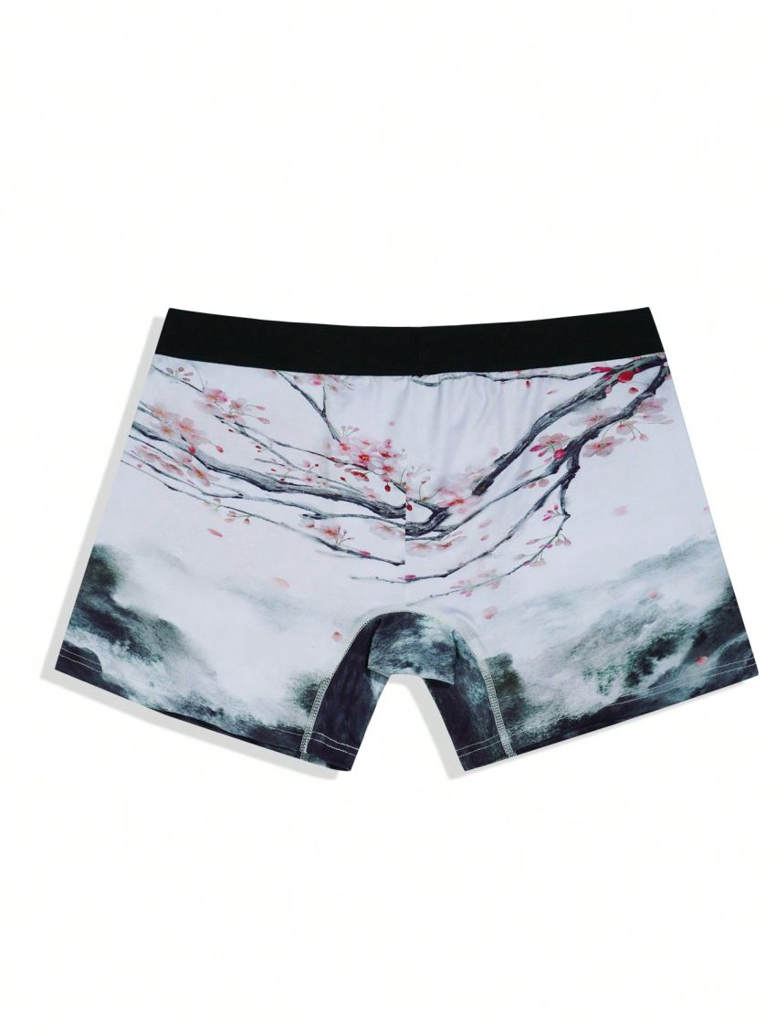 Men Landscape Print Boxer Brief