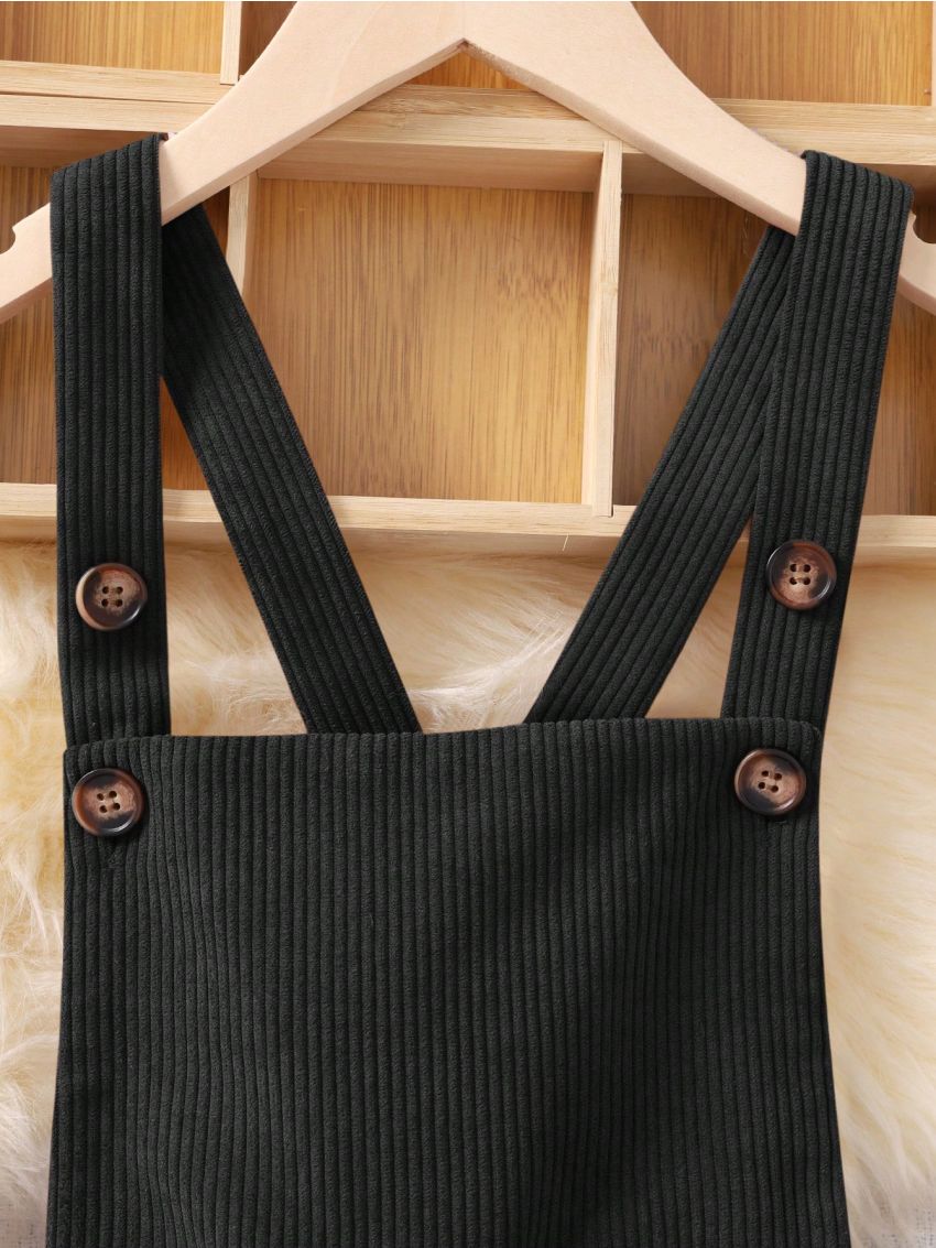 SHEIN Tween Girl 1pc Button Detail Overall Jumpsuit