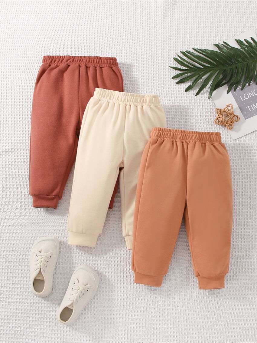 Baby Boy 3pcs Solid Elastic Waist Sweatpants
