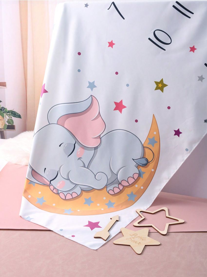 Cartoon Elephant Print Blanket Newborn Photography Prop Set
