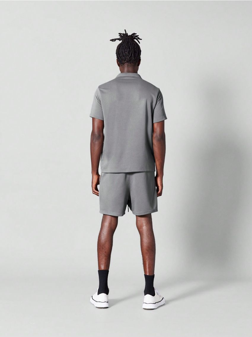 SUMWON Open Neck Polo Shirt And Short Set