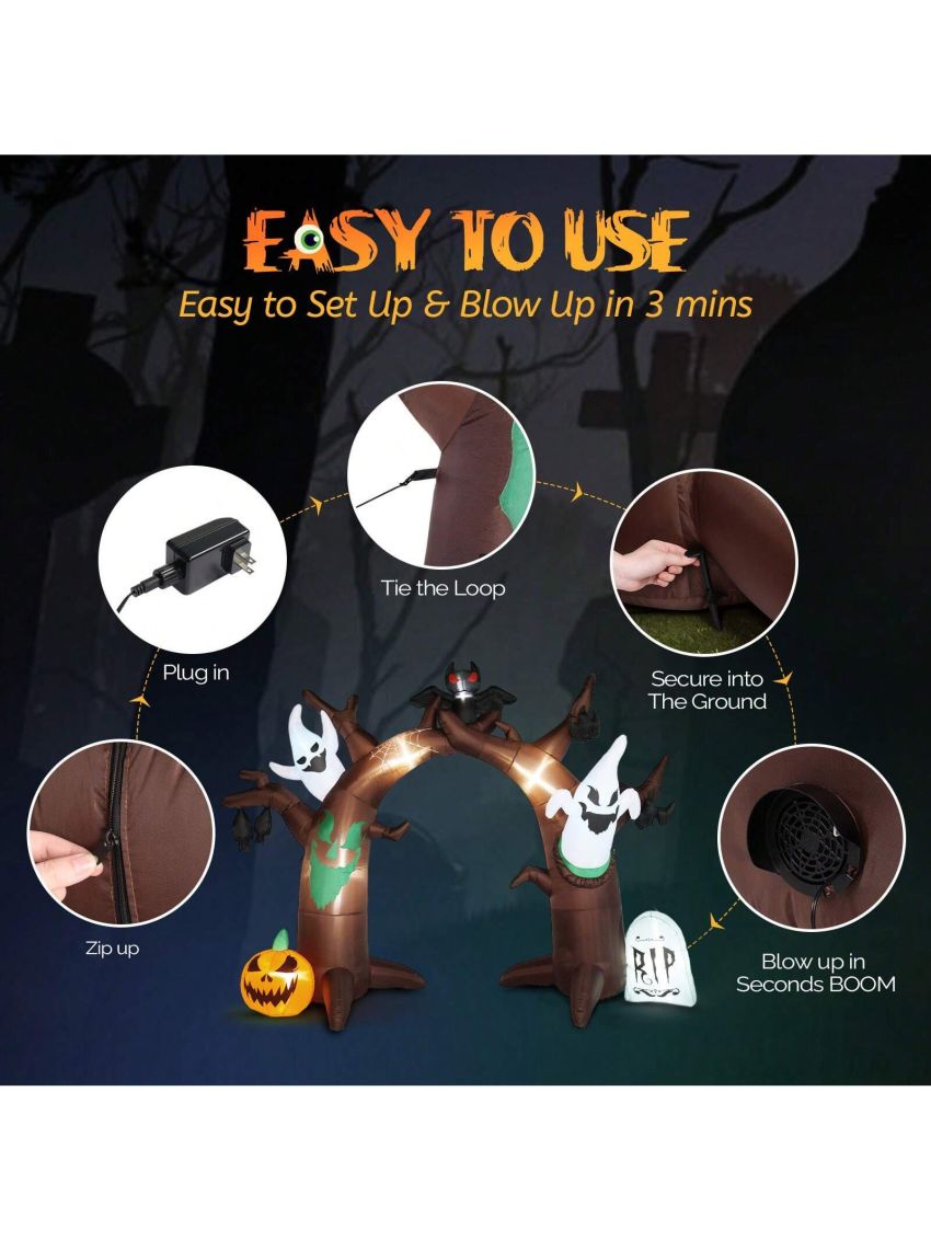 Halloween Inflatables Decoration, 10FT Height 10 Lights Inflatable Festive Arch Decoration