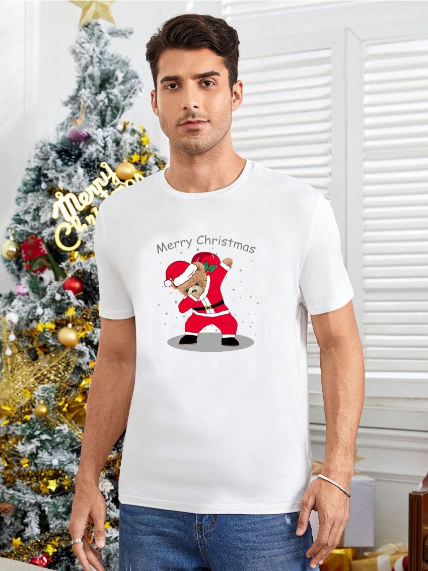 Men's Christmas Cartoon Teddy Bear T-shirt