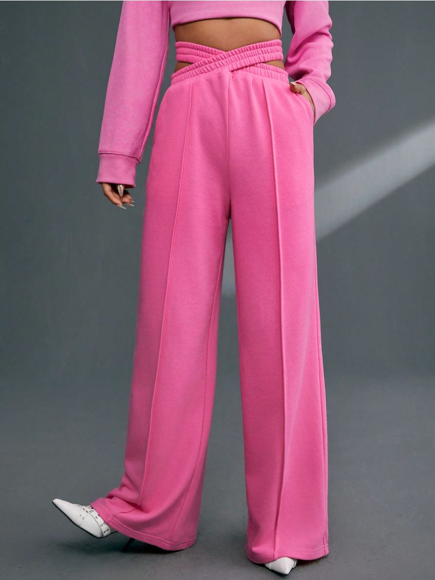 SHEINNeu Hollow Out Criss-Cross Straight Leg Sweatpants