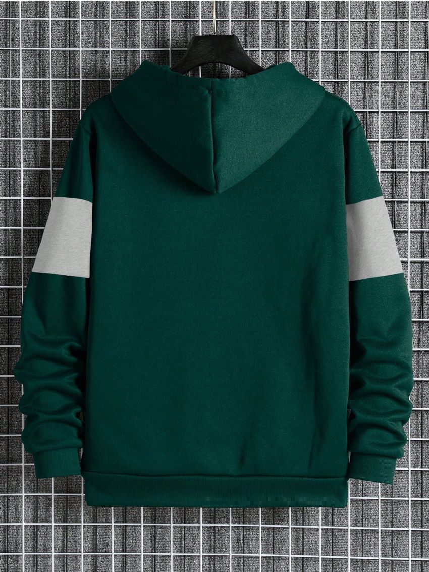 Men's Colorblock Zip Up Hoodie With Drawstring