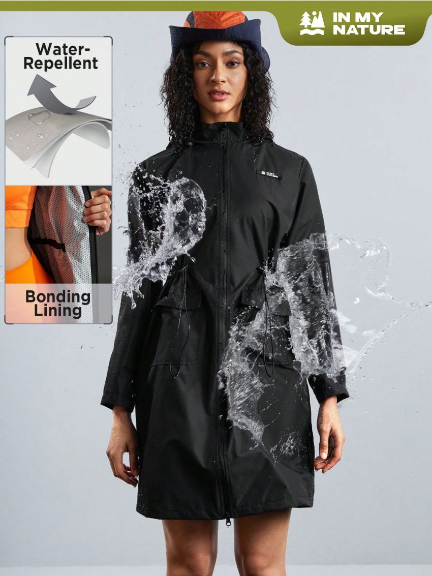 In My Nature Women's Outdoor Hooded Raincoat With Drawstring Waist