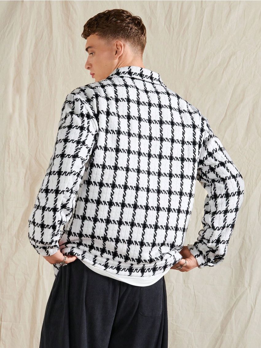 Men Plaid Flap Pocket Shacket