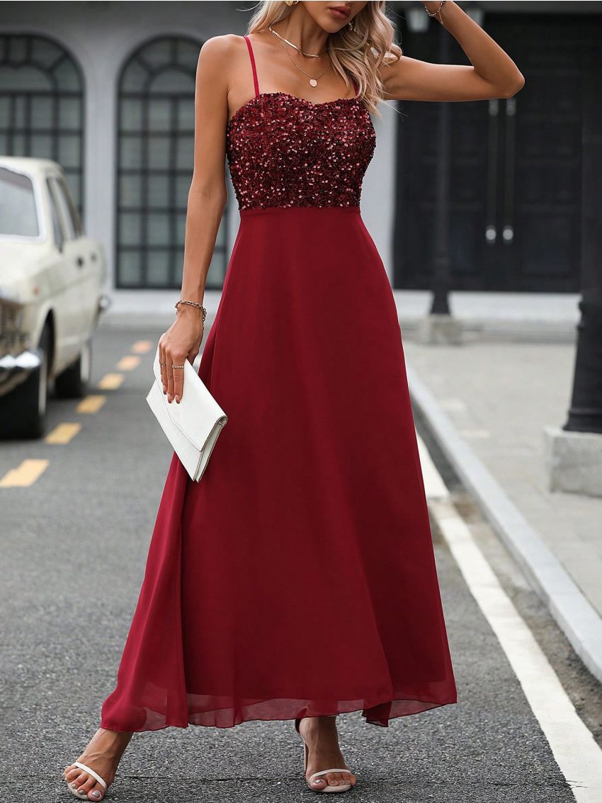 Contrast Sequin Cami Dress