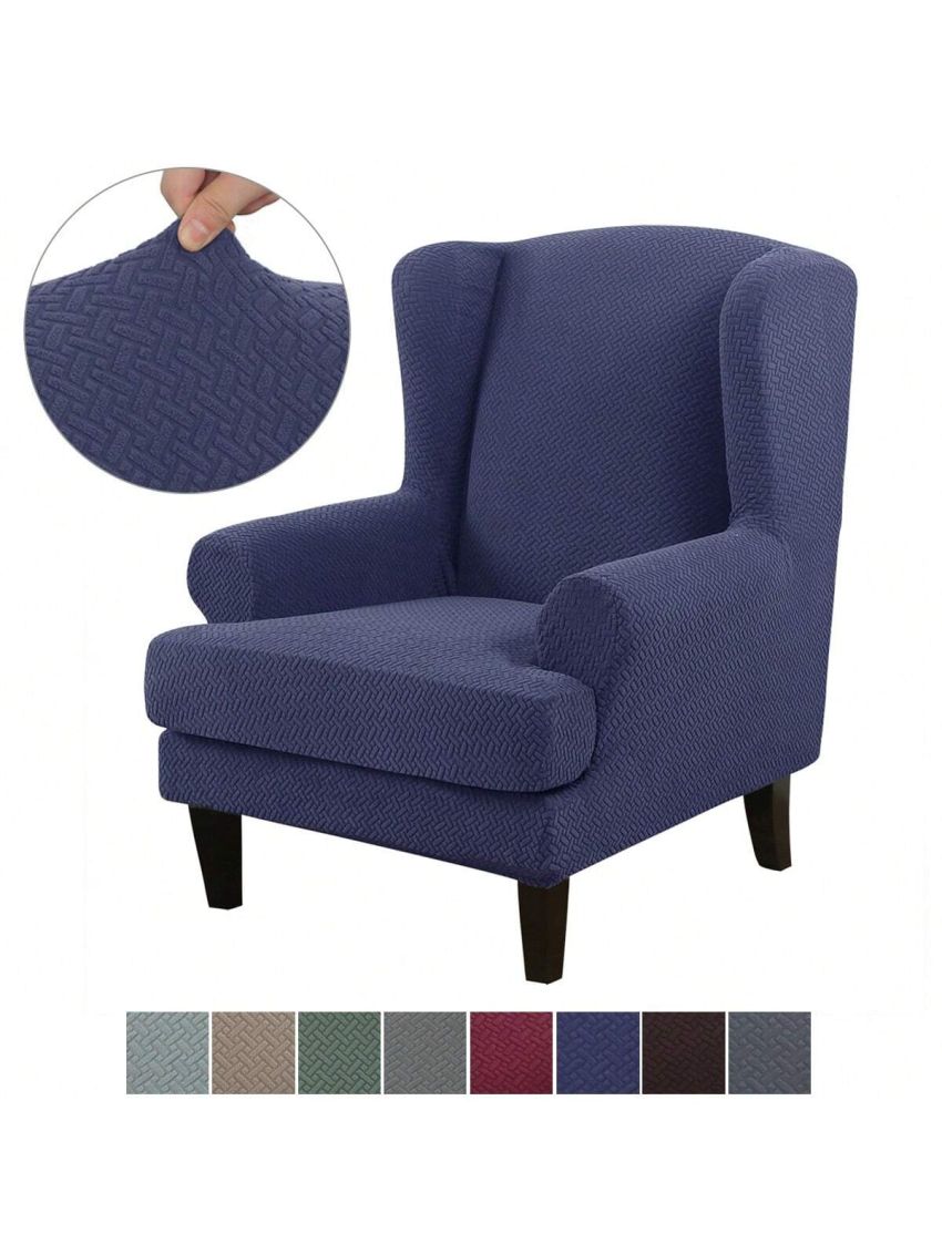 Wingback Armchair Cover Stretch Slipcover Elastic Wing Chair Cvoer Protector 2 Pieces