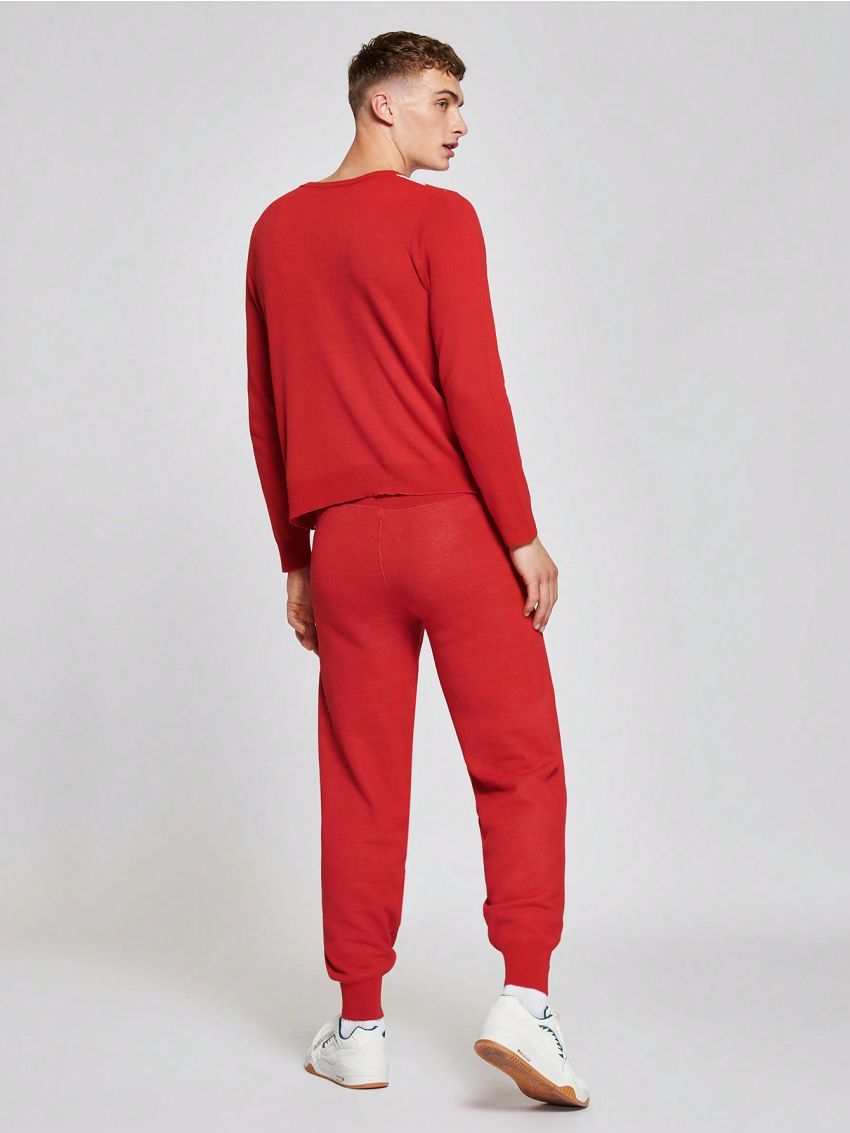 SHEIN Men Christmas Pattern Sweater & Knit Pants