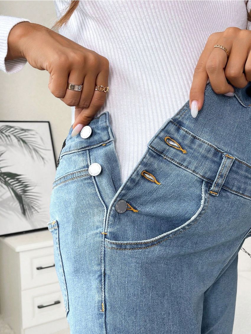 SHEIN Maternity Patched Pocket Denim Overalls Without Tee