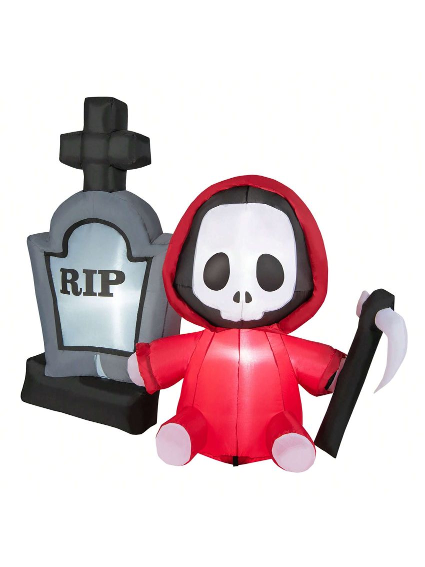 Gymax 5FT Halloween Inflatable Tombstone & Reaper Combo w/ LED & Waterproof Blower