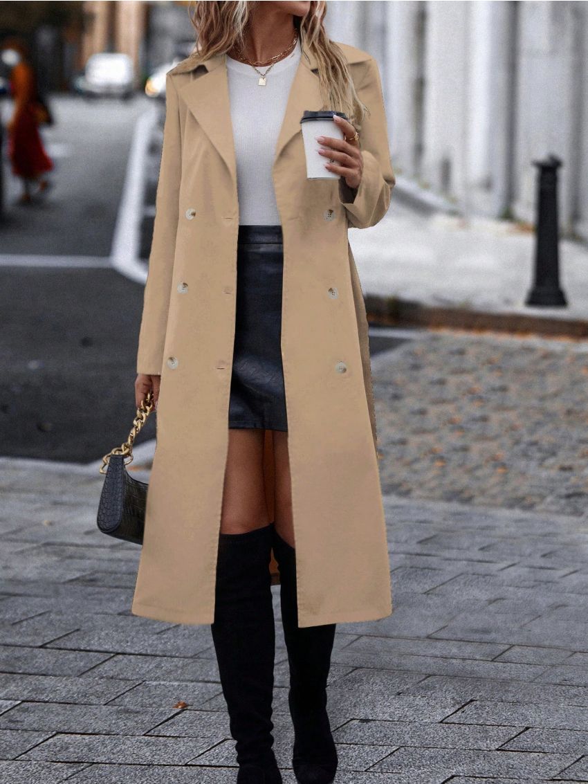 SHEIN Frenchy Double Breasted Belted Trench Coat